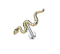 Paula & Fritz® Push-In Labret Piercing a forma di serpente in titanio e titanio, 23 palline, set di piercing multicolore, 1 mm, 1,2 mm, spessore barretta: Madonna Medusa Monroe, Titanio