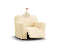 PAULATO - Copridivano 1 Posto Poltrona Reclinabile Elasticizzato in Microfibra, Antigraffio Lavabile in Lavatrice, Tecnologia Brevettata WavyTech e Certificazione OEKO-TEX, Vaniglia - Made in Italy