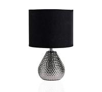 Pauleen 48018 Tavolo Sip of Silver Max. 20W E14 Lampada da Comodino Argento Nero 230V Ceramica/Tessuto Senza Lampadina