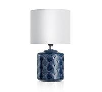 Pauleen 48021 Tavolo Glowing Midnight Max. 20W E14 Lampada da Comodino Blu Bianco 230V Ceramica/Tessuto Senza Lampadina