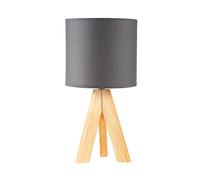 Pauleen 48104 Woody Love Max. 20W E14 treppiede Lampada scandinava a Tre Gambe Luce da Tavolo 230V Tessuto, Grigio Scuro, Legno