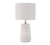 Pauleen 48215 Pretty Purity lampada da tavolo max. 20 Watt realizzata a mano bianco, grigio luce da comodino look naturale tessuto, calcestruzzo E14