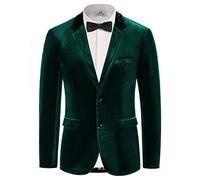 PaulJones Uomo Gentleman Abito di velluto Matrimonio Due Bottoni Smoking Natale Giacca, verde, XL