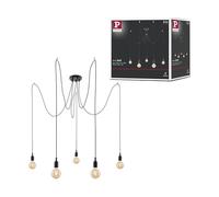 Paulmann 50389 Neordic Lampada a sospensione Ketil 5 luci ragno max. 5x20 Watt nero lampada da soffitto silicone, metallo apparecchio a sospensione E27