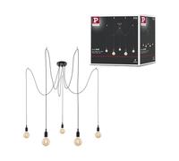 Paulmann 50389 Neordic Lampada a sospensione Ketil 5 luci ragno max. 5x20 Watt nero lampada da soffitto silicone, metallo apparecchio a sospensione E27