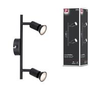Paulmann 66756 Faretto Carolina a 2 luci 2 plafoniere da max. 10 Watt nero opaco spot metallo GU10