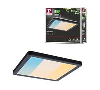 Paulmann 71267-Pannello LED Atria Shine IP44, Rettangolare, 190 x 190 mm, 8 W, 1160 lm, 3000 - 6500 K, Colore: Nero