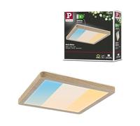 Paulmann 71268-Pannello LED Atria Shine IP44, Rettangolare, 190 x 190 mm, 8 W, 1160 lm, 3000-6500 K, Effetto Legno