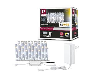 Paulmann 78869 Strip LED MaxLED 250 set base Smart Home Zigbee Tunable White 3m IP44 12W 230/24V 810lm argentato LED protezione dagli spruzzi d’acqua