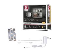Paulmann 78895-Striscia MaxLED 250, Set di Base per scaffali, 1 m, 300 lm/m, 30 LED/m, incl. 1 x 4 Watt, dimmerabile, Colore Argento, plastica, 2700 K