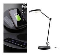 Paulmann 78910 Lampada da scrivania LED Numis TunableWhite Qi funzione di carica incl. 1 lampada per ufficio da 11 Watt dimmerabile nero luce di lavoro, bianco caldo a bianco naturale 2.700-6.500 K