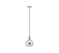 Paulmann 79725 Lampada a Sospensione da 20 W, E27, 230V, In Vetro E Metallo, Senza Lampadina, Trasparente/Ottone Spazzolato