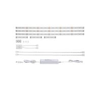 Paulmann 79838 MaxLED 500 Strip LED Comfort Set Kitchen Touch Sensor dimmerabile incl. 3 fasce luminose da 3.1 W /3 fasce luminose da 0,6 Wdimmerabili strisce luminose bianco caldo 2700 K, argento
