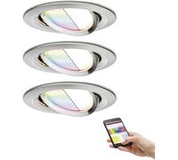 Paulmann Nova Plus Lampada da incasso a soffitto LED, ferro spazzolato, Set da 3, RGBW