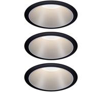 Faretto da incasso a LED Paulmann Cole, set da 3, 2700K, Nero/Argento | IP44, dimmerabile con interruttore, luce bianca calda, Moduli LED ultrapiatti - Coins sostituibili, per Montaggio a soffitto