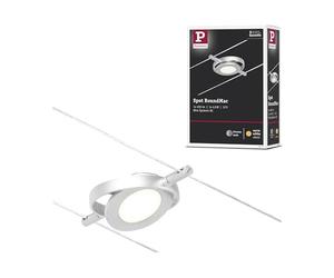 Paulmann 94415 Corduo LED sistema a cavo faretto RoundMac DC incl. 1x4,5 Watt espandibile Cromato opaco, cavo metallico cromato 3000 K