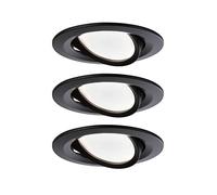 Paulmann 94471 Lampada da incasso LED Coin set da 3 fissa tonda orientabile 3x6,5W bianco caldo faretto da incasso nero opaco alluminio 2700K