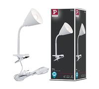 Paulmann 95431 Lampada a morsetto Vitis con braccio flessibile rotonda max. 20 Watt lampada con interruttore su cavo bianco metallo, plastica E14