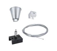 Paulmann 95585 ProRail3-Sistema Sospensione della Corda, 3 m, Nero, Sistema di binari a 3 Fasi, Illuminazione in Metallo per Aree Commerciali