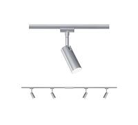 Paulmann 96900 Faretto a LED a soffitto con sistema a binario URail Set Tubo, lampada a soffitto orientabile, faretto a soffitto 4 fuochi cromo opaco, 3000K bianco caldo, 5 W