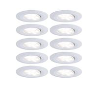Paulmann 99922 Calla-Faretto da Incasso a LED, Rotondo, Set da 10 Pezzi, 10 x 6 W, IP65, Neutro, Bianco Opaco, orientabile, in plastica, 4000 K