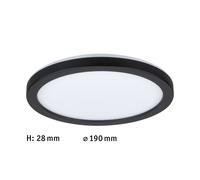 Paulmann 71011-Pannello LED Atria Shine da 190 mm, rotondo, incl. 1 x 11,2 W, bianca diurna, nero, pannello di luce in plastica, 4000 K, Ø 190mm
