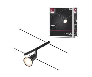 Paulmann CorDuo, punto luce per sistema di cavi per faretti, 94447, Salt, massima CC 10 Watt, cavi estensibili, nero opaco, in plastica, GU 5,3, senza lampadine