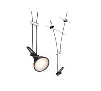 Paulmann CorDuo, punto luce singolo per sistema di cavi per faretti, 94489, Comet, massima CC: 12V 50 Watt, estensibile, nero, opaco, in metallo, GU 5,3, senza lampadine