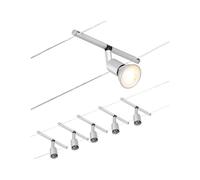 Paulmann CorDuo, sistema di cavi per faretti, 94442, set Salt, massima CC 5 pezzi da 10 Watt l’uno, estensibile, cromato, opaco, cavi, in plastica, GU 5,3, senza lampadine