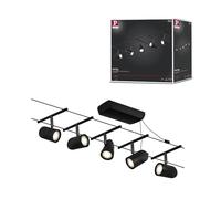 Paulmann CorDuo, sistema di cavi per faretti, 94469, set di base Cup, massima CC 5 pezzi da 10 Watt l’uno, estensibile, nero, opaco, in plastica/metallo, GU 5,3, senza lampadine