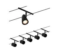 Paulmann CorDuo, sistema di cavi per faretti, 94469, set di base Cup, massima CC 5 pezzi da 10 Watt l’uno, estensibile, nero, opaco, in plastica/metallo, GU 5,3, senza lampadine