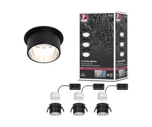 Paulmann Gil 93383 - Faretto da incasso a LED a 3 step-Dim rotondo, 3 x 6 Watt, dimmerabile, colore nero opaco, ferro spazzolato, faretto da incasso in alluminio 2700 K Coin
