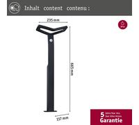 Paulmann Lampione a LED con sensore Alara, antracite, 67 cm IP44 Paulmann