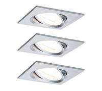 Paulmann Nova Coin, set di 3 faretti angolari dimmerabili in alluminio tornito, Paulmann