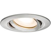 Paulmann 92899 Led Nova Faretto da Incasso Rotondo, Ip65, 7 W, Set Completo con Lampadina Gu10 In Ferro Orientabile, In Alluminio Spazzolato, 7 W