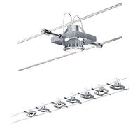 Paulmann sistema di cavi per faretti, 94152, set Mac II, massimo 7 pezzi da 10 W l’uno, cromato, opaco, in metallo, lampade con cavi, in plastica, lampada da soffitto, GU 5,3, senza lampadina