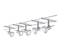 Paulmann sistema di cavi per faretti, set estensibile, 94136, Sheela, massimo 5 pezzi da 10 W l’uno, cromato, opaco/opale, lampada da soffitto, senza lampadina
