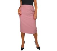 Paulo Due Gonna A Tubino Foderata da Donna con Vita Parzialmente Elasticizzata sotto Il Ginocchio, Gonna da Ufficio Rosa 42-56 (42)