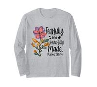 Paura e Meravigliosamente Fatto Bibbia Versi Fiore Cristiano Maglia a Manica