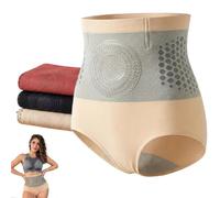 pauraju Pantaloncini bruciagrassi a vita alta, con micro particelle, pantaloncini corti da donna, termogenici, a compressione, per palestra, body, Beige, 5XL
