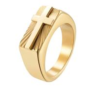 PAURO Acciaio Inossidabile 8MM Croce Versatile Anelli per Donna Uomo Semplice Vintage Elegante Gioielli Oro Taglia 29