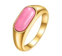 PAURO Acciaio Inossidabile 8MM Vintage Personalità Pietra Anello per Uomo Donna Oro Rosa Taglia 12