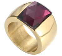 PAURO Acciaio Inossidabile Gemma Anelli per Donna Banda Larga con Taglio Quadrato Classico Elegante Semplice Cocktail Promessa Nuziale Banda Gioielli Oro Viola Taglia 14
