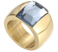 PAURO Acciaio Inossidabile Gemma Anelli per Donna Banda Larga con Taglio Quadrato Classico Elegante Semplice Cocktail Promessa Nuziale Banda Gioielli Oro Grigio Taglia 22