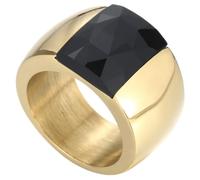 PAURO Acciaio Inossidabile Gemma Anelli per Donna Banda Larga con Taglio Quadrato Classico Elegante Semplice Cocktail Promessa Nuziale Banda Gioielli Oro Nero Taglia 19