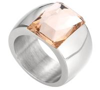 PAURO Acciaio Inossidabile Gemma Anelli per Donna Banda Larga con Taglio Quadrato Classico Elegante Semplice Cocktail Promessa Nuziale Banda Gioielli Argento Champagne Taglia 14