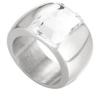 PAURO Acciaio Inossidabile Gemma Anelli per Donna Banda Larga con Taglio Quadrato Classico Elegante Semplice Cocktail Promessa Nuziale Banda Gioielli Argento Bianco Taglia 14