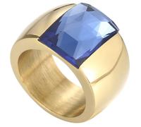 PAURO Acciaio Inossidabile Gemma Anelli per Donna Banda Larga con Taglio Quadrato Classico Elegante Semplice Cocktail Promessa Nuziale Banda Gioielli Oro Blu Taglia 17