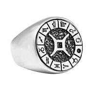 PAURO Anelli zodiacali da Uomo Acciaio Inossidabile Astrologia Oroscopo Simbolo Banda Regalo Gioielleria Gemelli Argento Dimensione 22