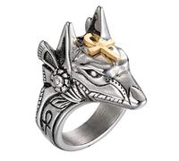 PAURO Anello Uomo Acciaio Inossidabile L'Occhio Anubis Lupo Capo
